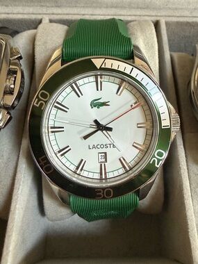 Lacoste Green Strap Green Bezel White Dial Watch
